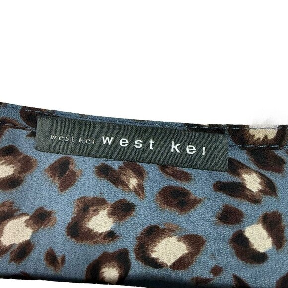 West Kei Womens Topper Animal Print Tie Front Top Size Large Casual Multicolor - Picture 3 of 7